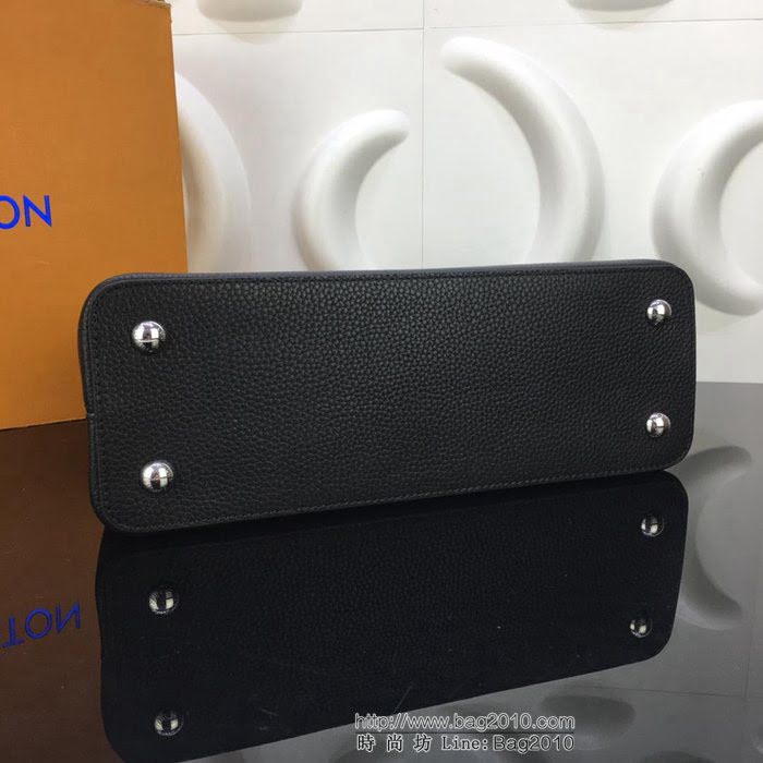 路易威登LV 頂級原單 M94517黑配紅 Capucines小號手袋 全粒面Taurillon皮革 經典時尚手提肩背斜挎包  YDH2360